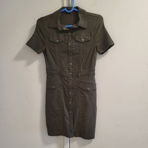 Fashion nova button up dress green
